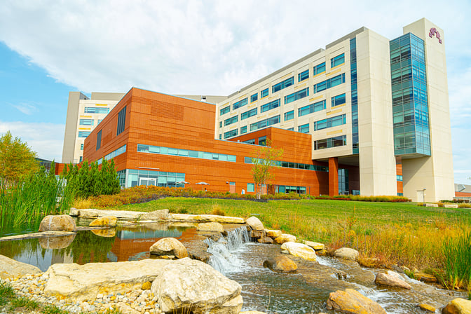 pond in front of medical building, commercial landscape | yellowstone landscape