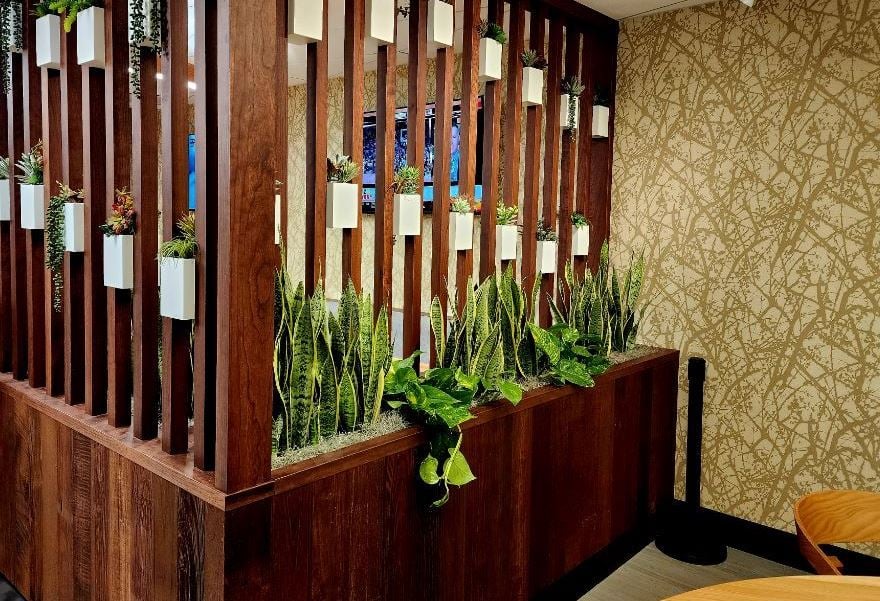 Hospital interiorscpaing with plant wall