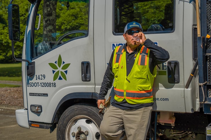 Commercial landscaping crew water break truck