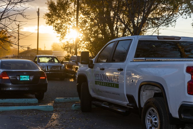 Office parking lot sun rise