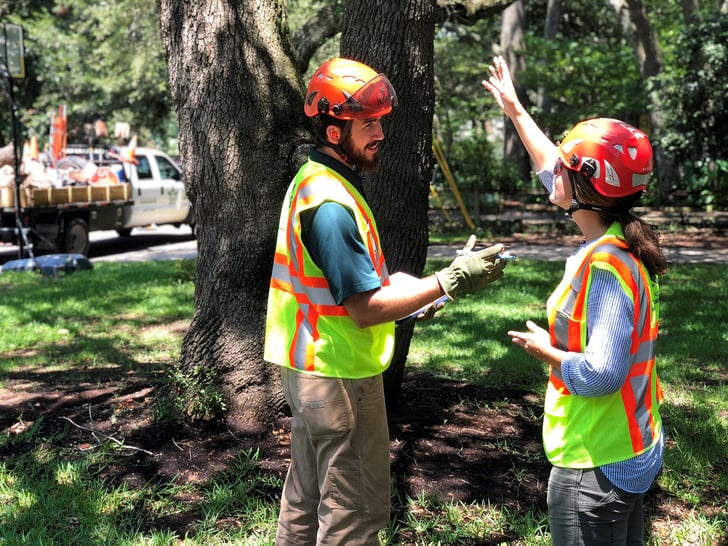 Arborist talking to Client | Yellowstone Landscape Tree Care 