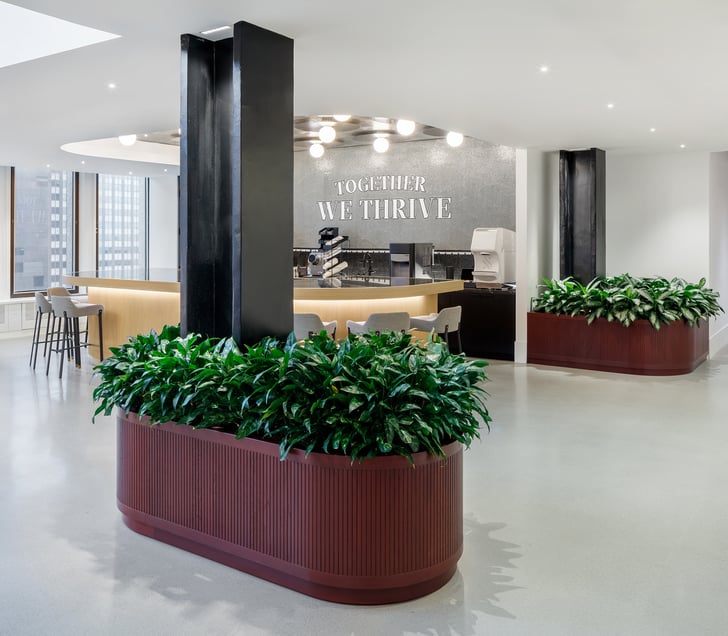 large planters in lobby of building