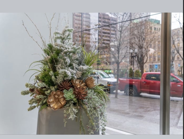 holiday decor in planter