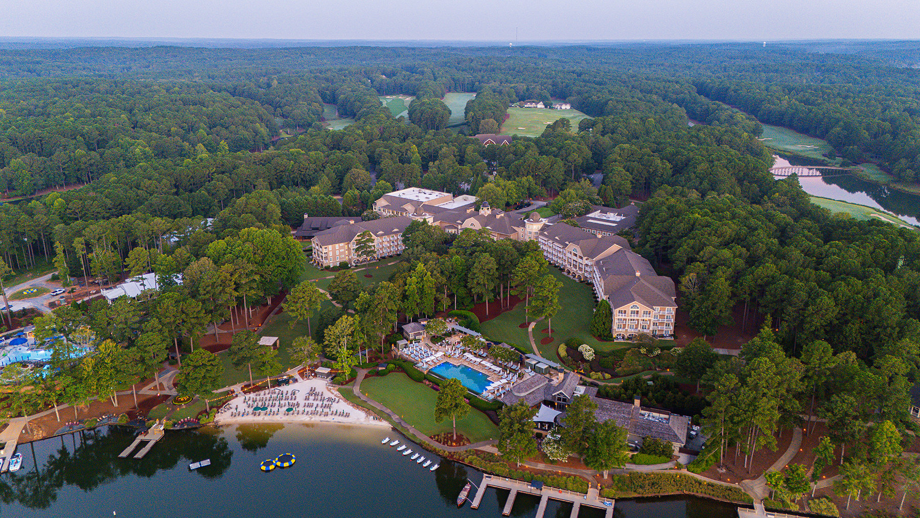 Aerial View of Lakeside resort | High End Landscape Maintenance 