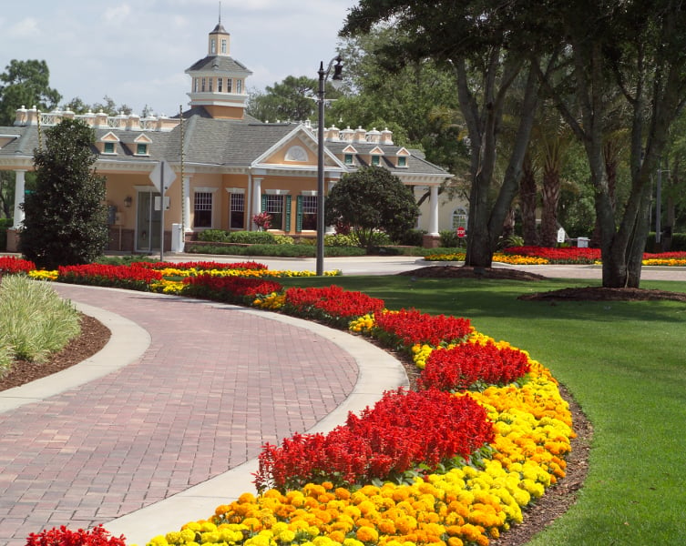 Hotel entrance landscaping